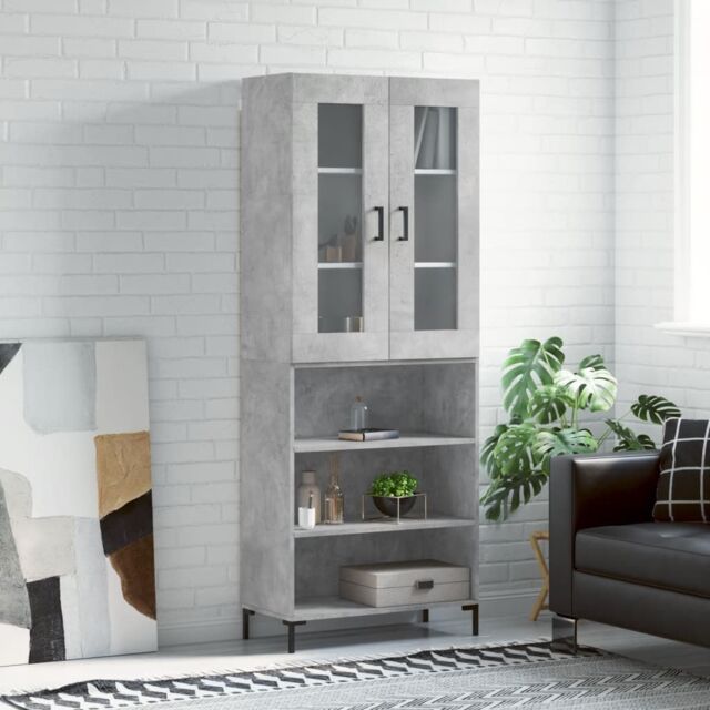 Berkfield Home Highboard Concrete Grey 69.5x34x180 cm Engineered Wood - image 1