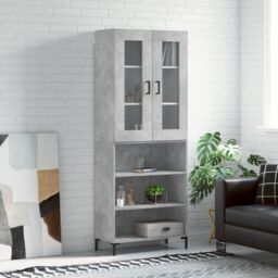 Berkfield Home Highboard Concrete Grey 69.5x34x180 cm Engineered Wood - thumbnail 1