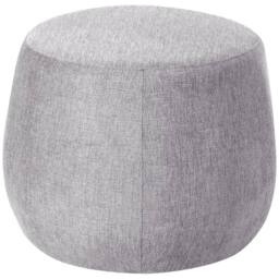Wyld and Coco Light Grey Round Fabric Pouffe with Eucalyptus Wood Base - thumbnail 2