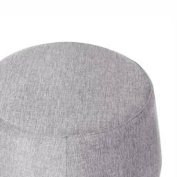 Wyld and Coco Light Grey Round Fabric Pouffe with Eucalyptus Wood Base - thumbnail 3
