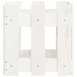 Berkfield Home Garden Planter with Fence Design White 30x30x30 cm Solid Wood Pine - Size: 30 x 30 x 30 cm - thumbnail 6