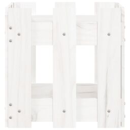 Berkfield Home Garden Planter with Fence Design White 30x30x30 cm Solid Wood Pine - Size: 30 x 30 x 30 cm - thumbnail 5