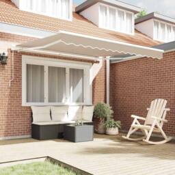 Berkfield Home Manual Retractable Awning Beige 350x250 cm - thumbnail 1