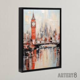 "Artery8 London Big Ben England Skyline Framed Canvas Abstract Wall Art Print - Size: W24"" x H32""" - thumbnail 2