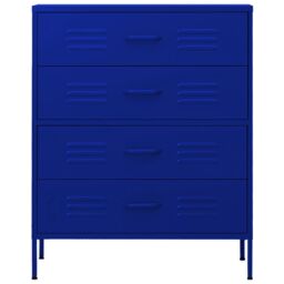 Berkfield Home Chest of Drawers Navy Blue 80x35x101.5 cm Steel - thumbnail 3