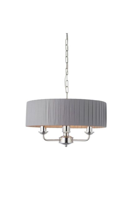 Netlighting Highclere Single Shade Pendant Light Bright Nickel Plate Charcoal Fabric in Grey - image 1