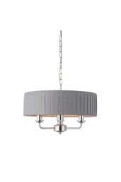 Netlighting Highclere Single Shade Pendant Light Bright Nickel Plate Charcoal Fabric in Grey