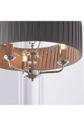 Netlighting Highclere Single Shade Pendant Light Bright Nickel Plate Charcoal Fabric in Grey - thumbnail 5