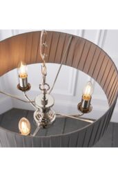 Netlighting Highclere Single Shade Pendant Light Bright Nickel Plate Charcoal Fabric in Grey - thumbnail 6