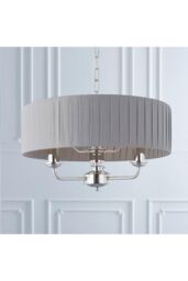 Netlighting Highclere Single Shade Pendant Light Bright Nickel Plate Charcoal Fabric in Grey - thumbnail 4