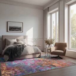 Kukoon Pink & Teal Multi Colour Abstract Maximalist Machine Washable Rug - Size: 60 cm x 240 cm - thumbnail 3