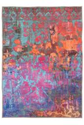 Kukoon Pink & Teal Multi Colour Abstract Maximalist Machine Washable Rug - Size: 60 cm x 240 cm - thumbnail 7