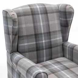 FURNITURE ONE Retro Accent Chair, Soft Padded Fabric Wingback Tartan Armchair in Grey - Size: 1 Pack - thumbnail 4