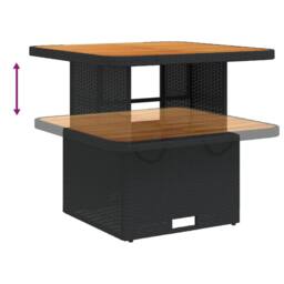 Berkfield Home Garden Table Black 80x80x71 cm Poly Rattan & Acacia Wood - Size: 80 x 80 x 71 cm - thumbnail 4