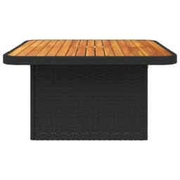 Berkfield Home Garden Table Black 80x80x71 cm Poly Rattan & Acacia Wood - Size: 80 x 80 x 71 cm - thumbnail 6