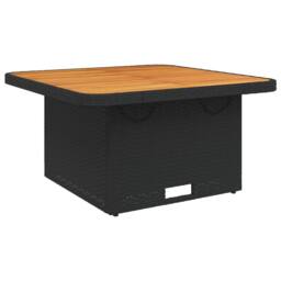 Berkfield Home Garden Table Black 80x80x71 cm Poly Rattan & Acacia Wood - Size: 80 x 80 x 71 cm - thumbnail 7