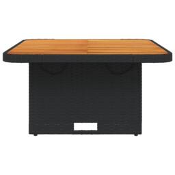 Berkfield Home Garden Table Black 80x80x71 cm Poly Rattan & Acacia Wood - Size: 80 x 80 x 71 cm - thumbnail 5
