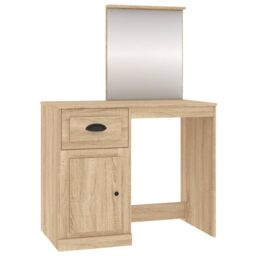 Berkfield Home Dressing Table with Mirror Sonoma Oak 90x50x132.5 cm Engineered Wood in Brown - thumbnail 2