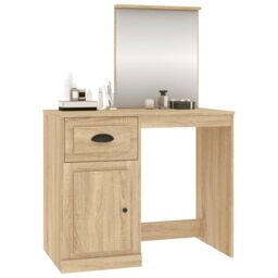 Berkfield Home Dressing Table with Mirror Sonoma Oak 90x50x132.5 cm Engineered Wood in Brown - thumbnail 4