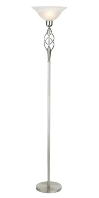 Happy Homewares Classic Knot Twist Floor Lamp Uplighter in Satin Chrome in Metallic Silver