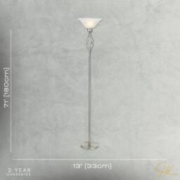 Happy Homewares Classic Knot Twist Floor Lamp Uplighter in Satin Chrome in Metallic Silver - thumbnail 3