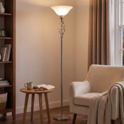 Happy Homewares Classic Knot Twist Floor Lamp Uplighter in Satin Chrome in Metallic Silver - thumbnail 2