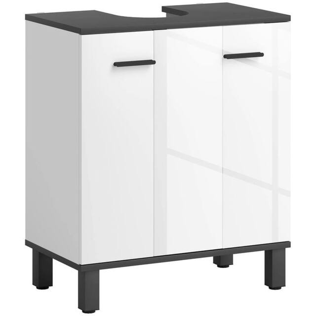 Nordara Bathroom Under Sink Cabinet with Adjustable Shelf High Gloss White - image 1