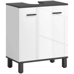 Nordara Bathroom Under Sink Cabinet with Adjustable Shelf High Gloss White - thumbnail 1