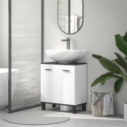 Nordara Bathroom Under Sink Cabinet with Adjustable Shelf High Gloss White - thumbnail 3