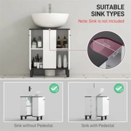 Nordara Bathroom Under Sink Cabinet with Adjustable Shelf High Gloss White - thumbnail 4