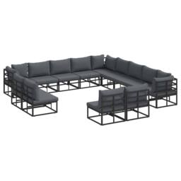 Berkfield Home Garden Sofa Set 13 pcs Black 353 x 353 x 71 cm Aluminium - thumbnail 3