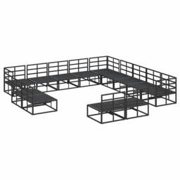Berkfield Home Garden Sofa Set 13 pcs Black 353 x 353 x 71 cm Aluminium - thumbnail 7
