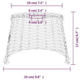 Berkfield Home Ceiling Lamp Shade Brown √ò25x17 cm Wicker - Size: 25x17 cm - thumbnail 5