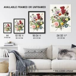 Artery8 Herman Henstenburgh Colourful Bouquet of Flowers Framed Wall Art Print - Size: A4 - thumbnail 3