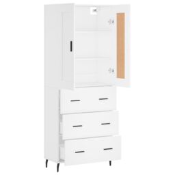Berkfield Home Highboard White 69.5x34x180 cm Engineered Wood - thumbnail 4