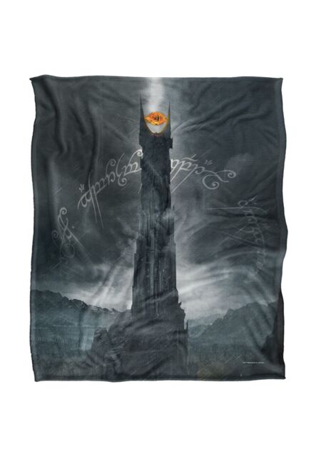 Lord of the Rings The Blanket, 152x127 cm Barad-Dur Dark Tower Silky Touch Super Soft Throw Blanket in White - image 1