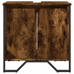 Berkfield Home Bathroom Sink Cabinet Smoked Oak 60x35x60 cm Engineered Wood - Size: 60 x 35 x 60 cm - thumbnail 4