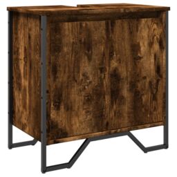 Berkfield Home Bathroom Sink Cabinet Smoked Oak 60x35x60 cm Engineered Wood - Size: 60 x 35 x 60 cm - thumbnail 2