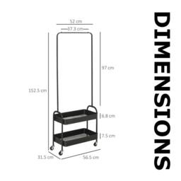 Pirlo Plush Entryway Hall Tree Coat Rack Stand With Shoe Storage & Clothes Rail in Black - thumbnail 9