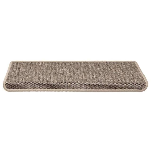 Berkfield Home Stair Mats Self-adhesive Sisal-Look 15 pcs 65x21x4 cm Dark Beige - Size: Medium - image 1