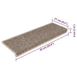 Berkfield Home Stair Mats Self-adhesive Sisal-Look 15 pcs 65x21x4 cm Dark Beige - Size: Medium - thumbnail 8