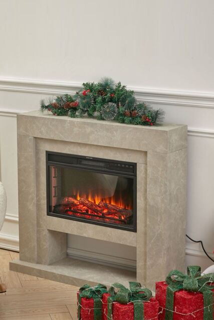 Living and Home Artificial Christmas Mantel Swag with LED Warm White Lights 90cm in Green - image 1