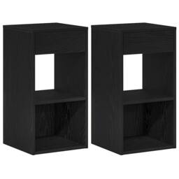 Berkfield Home Durable Bedside Cabinets with Drawer 2 pcs Black Oak 35x34x66.5 cm - thumbnail 3