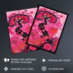 "Artery8 Gaia Hot Pink Conceptual Folk Floral Painting Framed Wall Art - Size: W12"" x H16""" - thumbnail 2