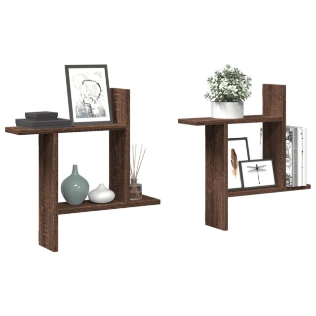 Berkfield Home Wall Shelves 2 pcs Brown Oak 50x12x50 cm Engineered Wood - Size: 50 x 12 x 50 cm - image 1