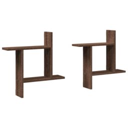 Berkfield Home Wall Shelves 2 pcs Brown Oak 50x12x50 cm Engineered Wood - Size: 50 x 12 x 50 cm - thumbnail 2