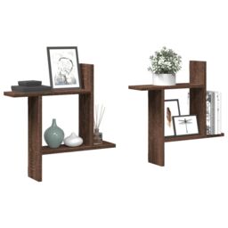 Berkfield Home Wall Shelves 2 pcs Brown Oak 50x12x50 cm Engineered Wood - Size: 50 x 12 x 50 cm - thumbnail 1