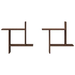 Berkfield Home Wall Shelves 2 pcs Brown Oak 50x12x50 cm Engineered Wood - Size: 50 x 12 x 50 cm - thumbnail 4