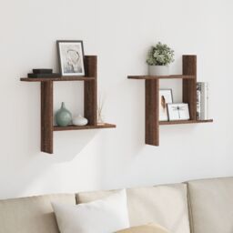 Berkfield Home Wall Shelves 2 pcs Brown Oak 50x12x50 cm Engineered Wood - Size: 50 x 12 x 50 cm - thumbnail 3