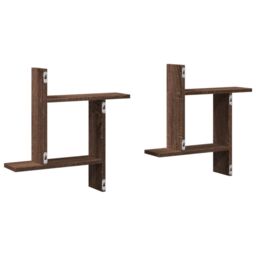 Berkfield Home Wall Shelves 2 pcs Brown Oak 50x12x50 cm Engineered Wood - Size: 50 x 12 x 50 cm - thumbnail 6